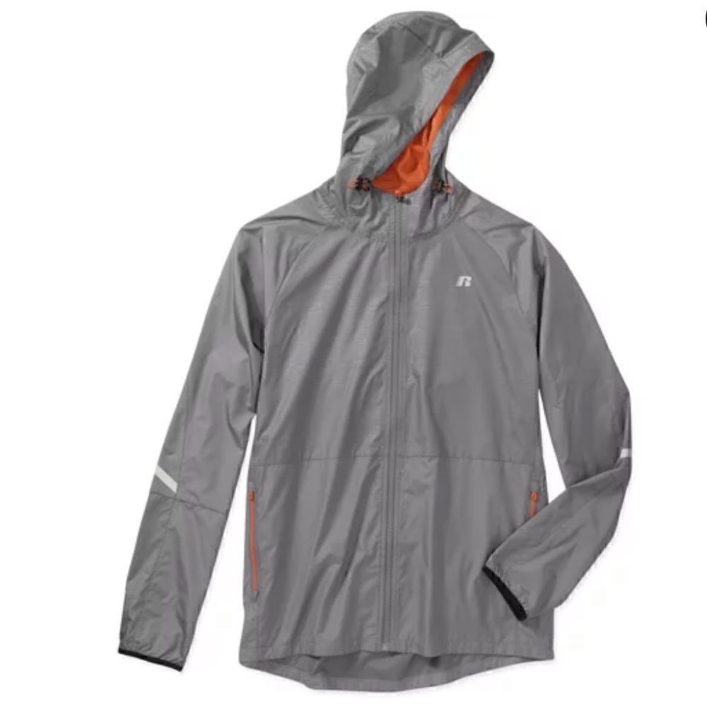 Russell Woven Track Jacket Grey Orange Lightweight S Running Workout Active